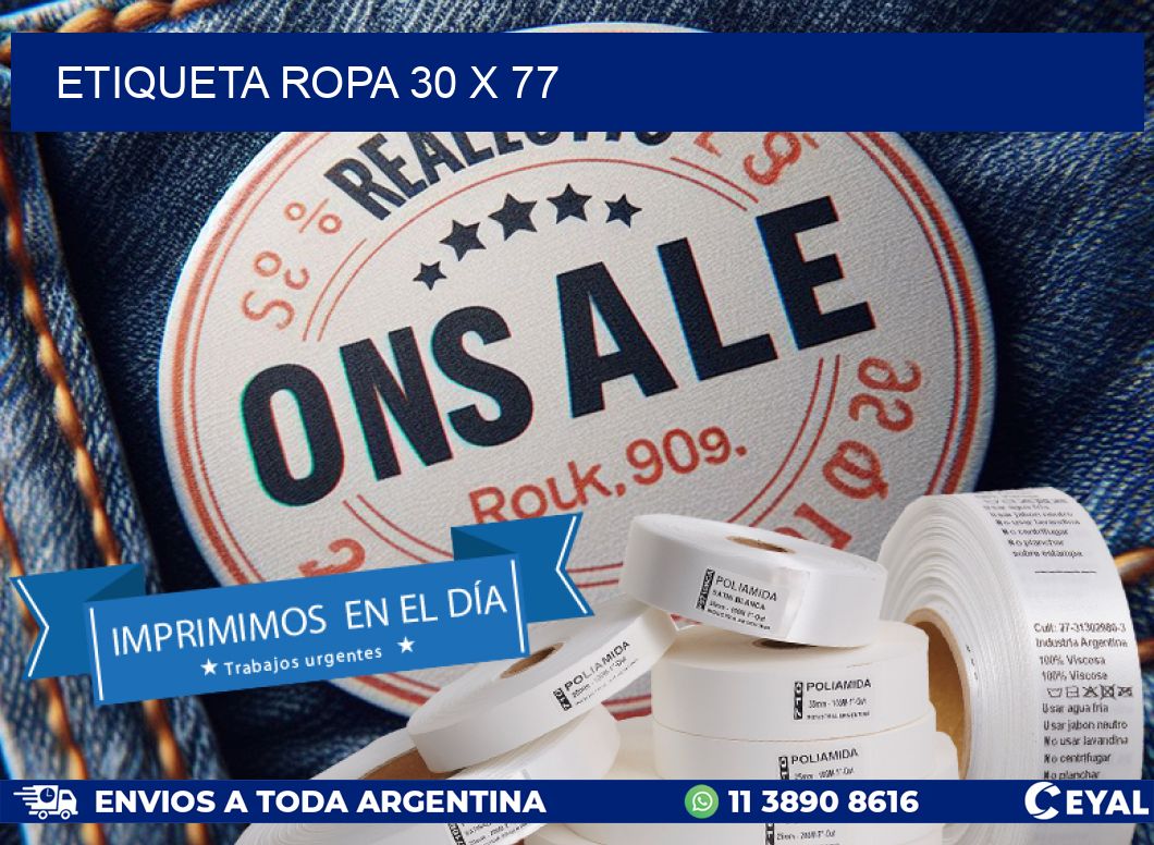 ETIQUETA ROPA 30 x 77
