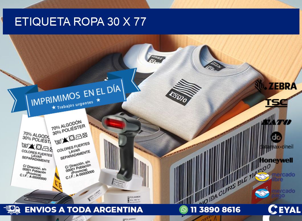 ETIQUETA ROPA 30 x 77