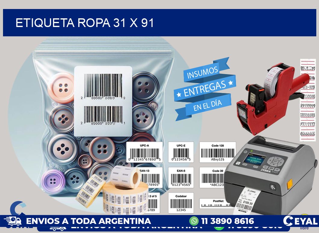 ETIQUETA ROPA 31 x 91
