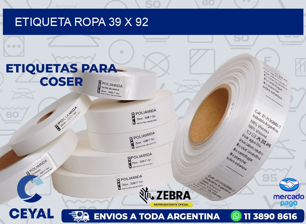 ETIQUETA ROPA 39 x 92