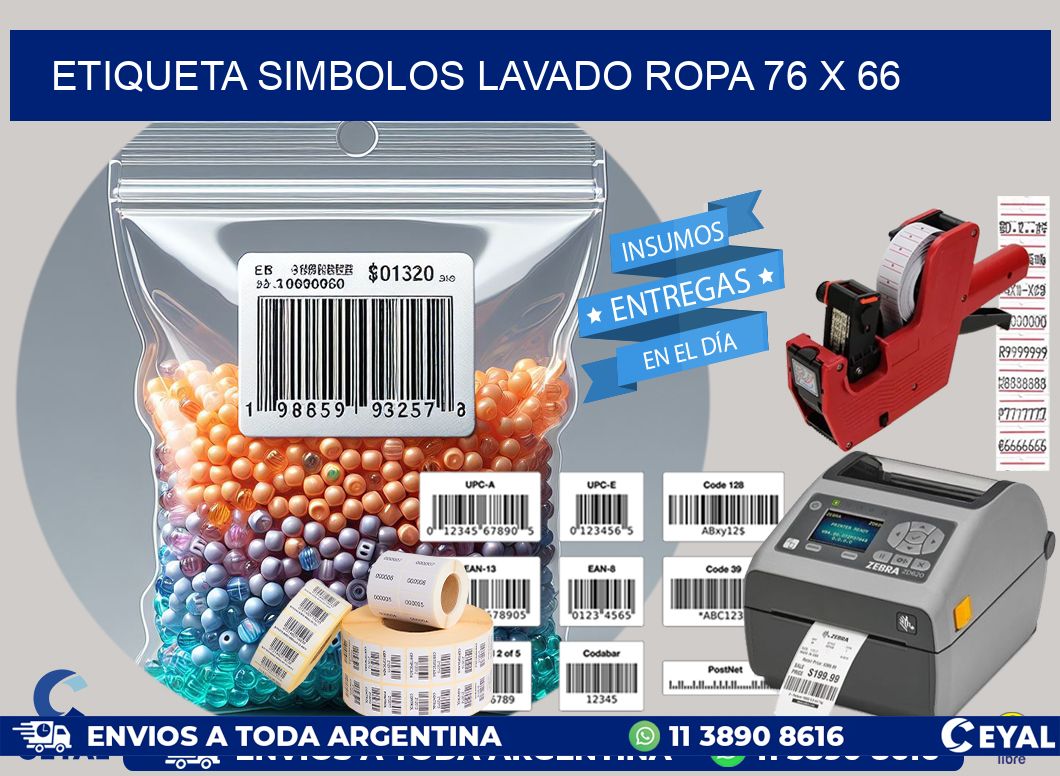 ETIQUETA SIMBOLOS LAVADO ROPA 76 x 66