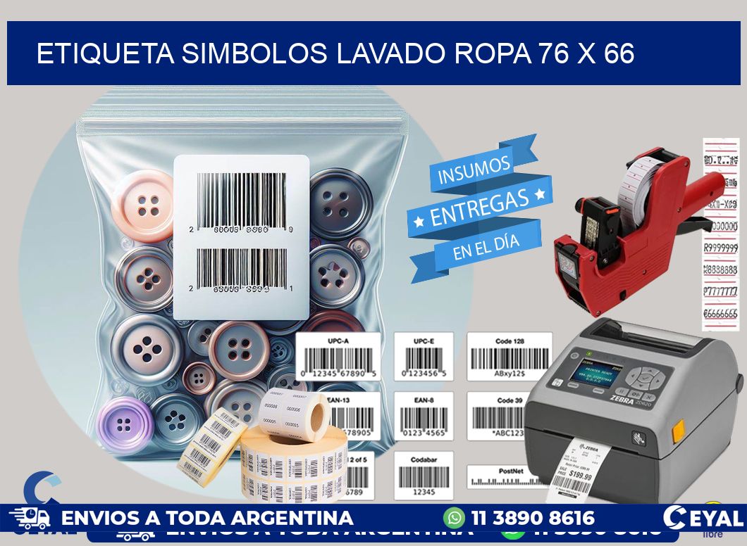 ETIQUETA SIMBOLOS LAVADO ROPA 76 x 66