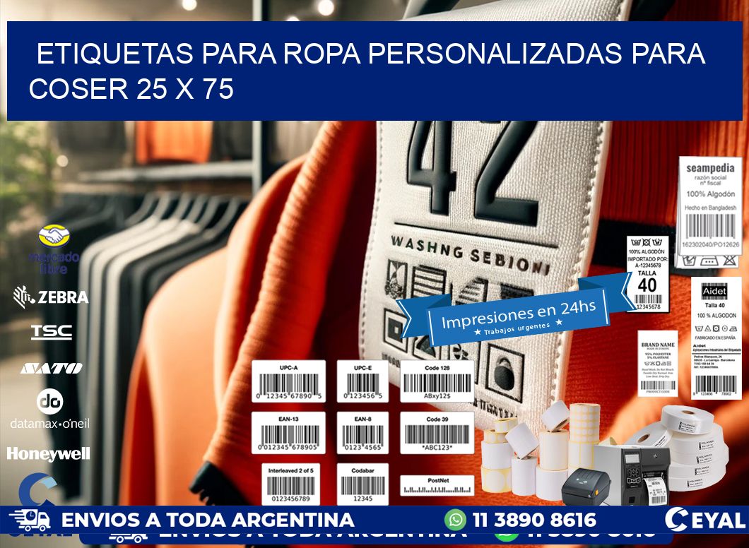 ETIQUETAS PARA ROPA PERSONALIZADAS PARA COSER 25 x 75