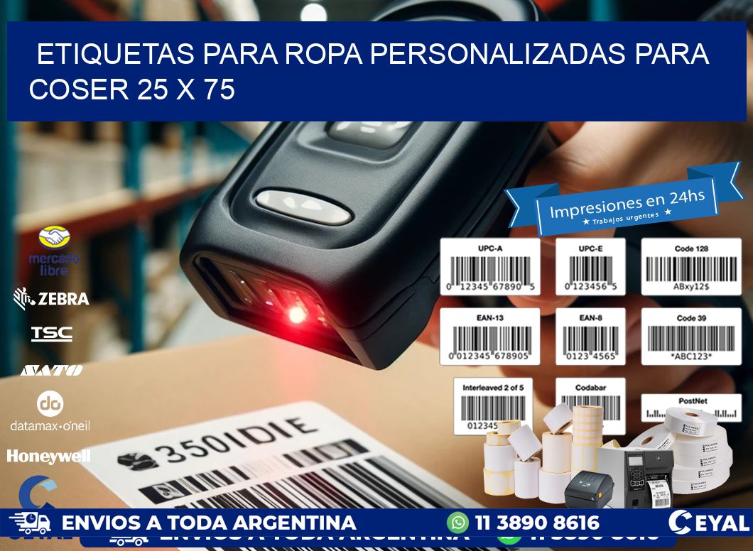 ETIQUETAS PARA ROPA PERSONALIZADAS PARA COSER 25 x 75
