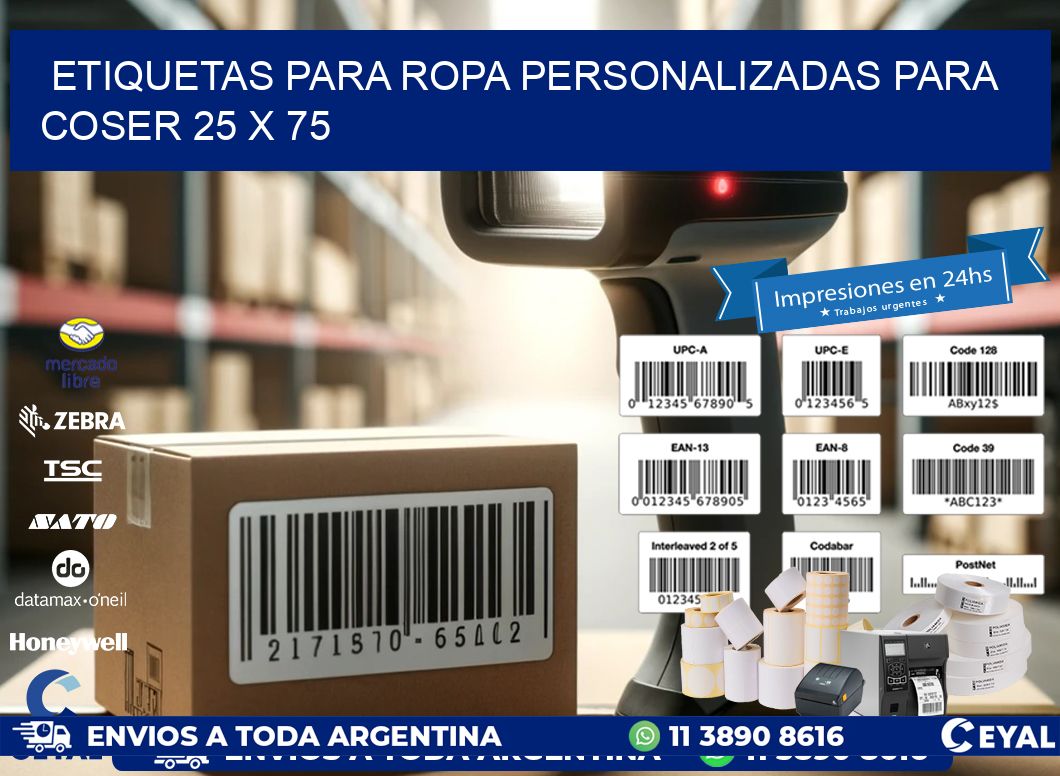 ETIQUETAS PARA ROPA PERSONALIZADAS PARA COSER 25 x 75