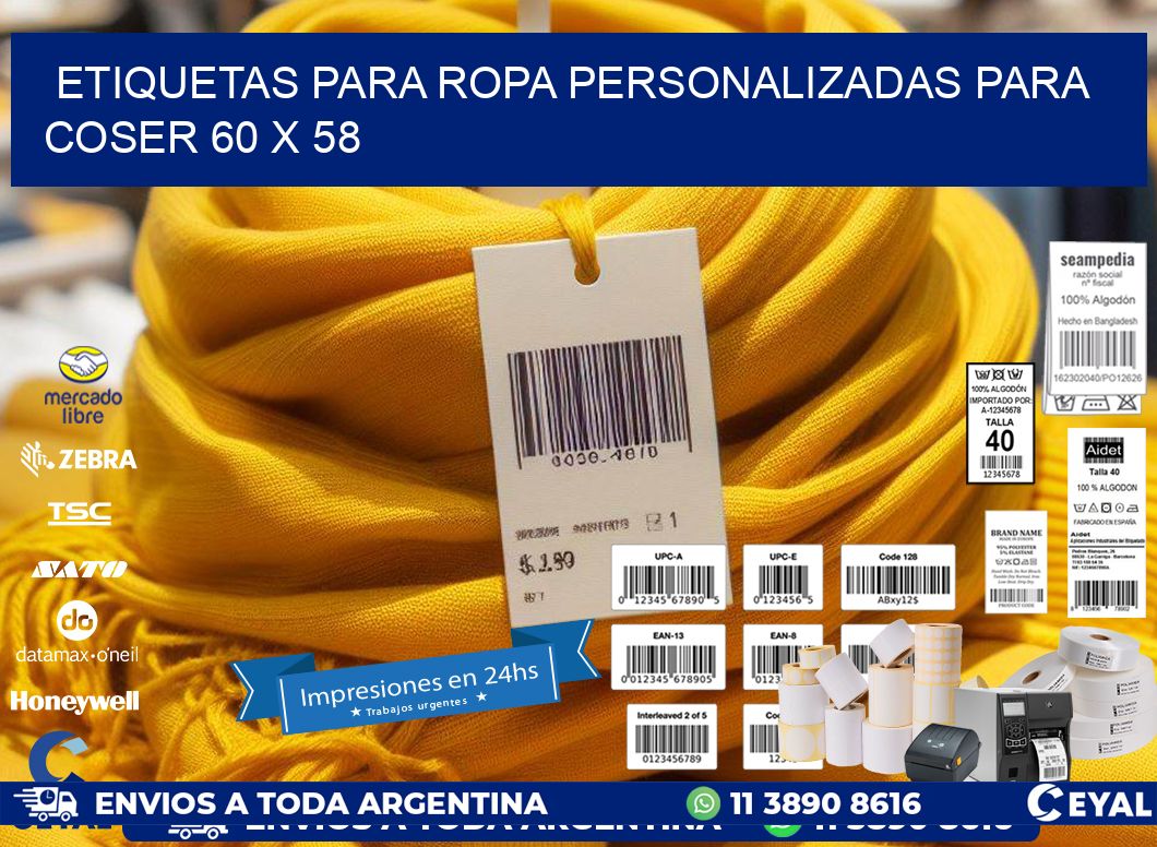 ETIQUETAS PARA ROPA PERSONALIZADAS PARA COSER 60 x 58