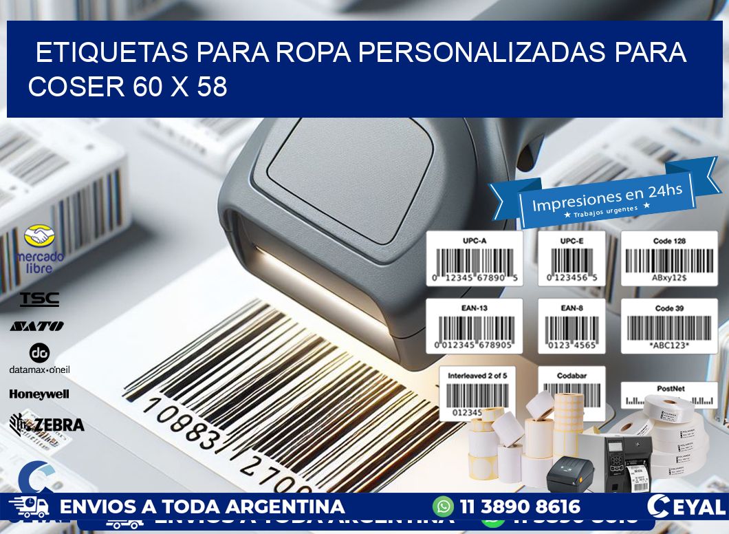 ETIQUETAS PARA ROPA PERSONALIZADAS PARA COSER 60 x 58