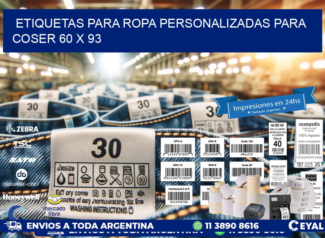 ETIQUETAS PARA ROPA PERSONALIZADAS PARA COSER 60 x 93