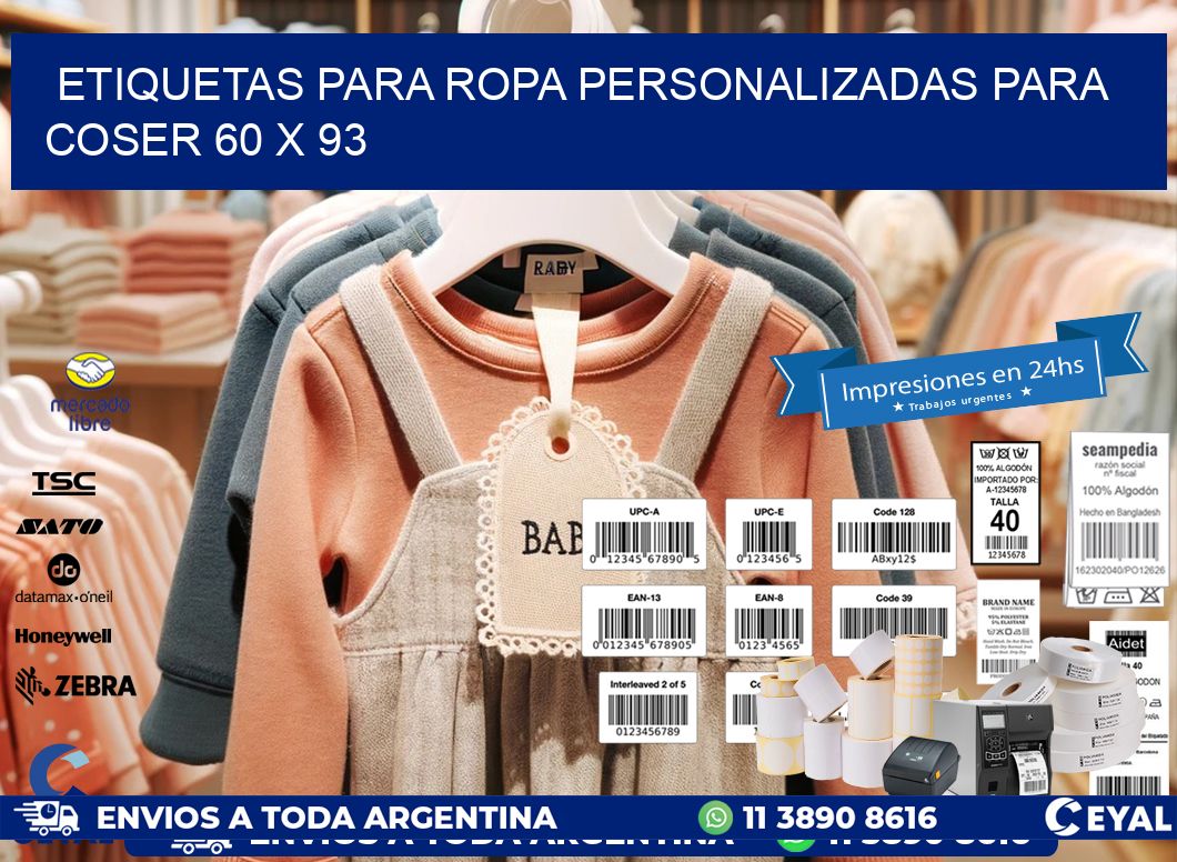 ETIQUETAS PARA ROPA PERSONALIZADAS PARA COSER 60 x 93