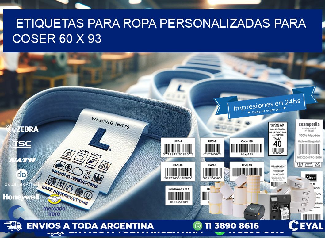 ETIQUETAS PARA ROPA PERSONALIZADAS PARA COSER 60 x 93