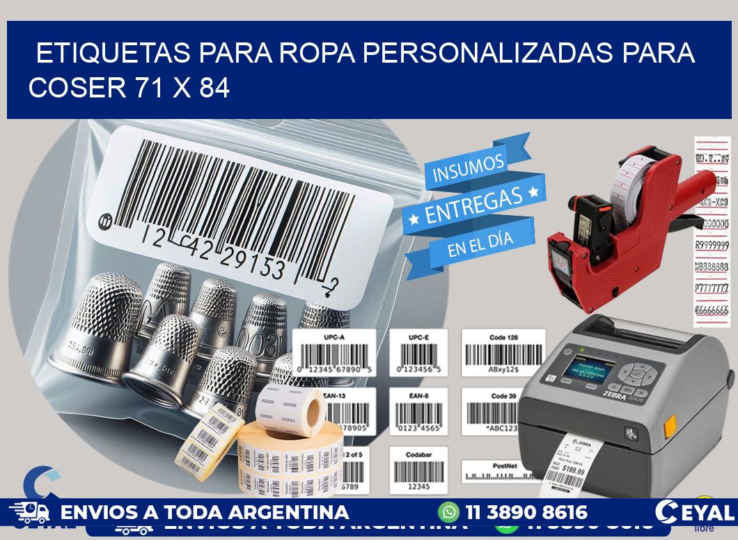 ETIQUETAS PARA ROPA PERSONALIZADAS PARA COSER 71 x 84