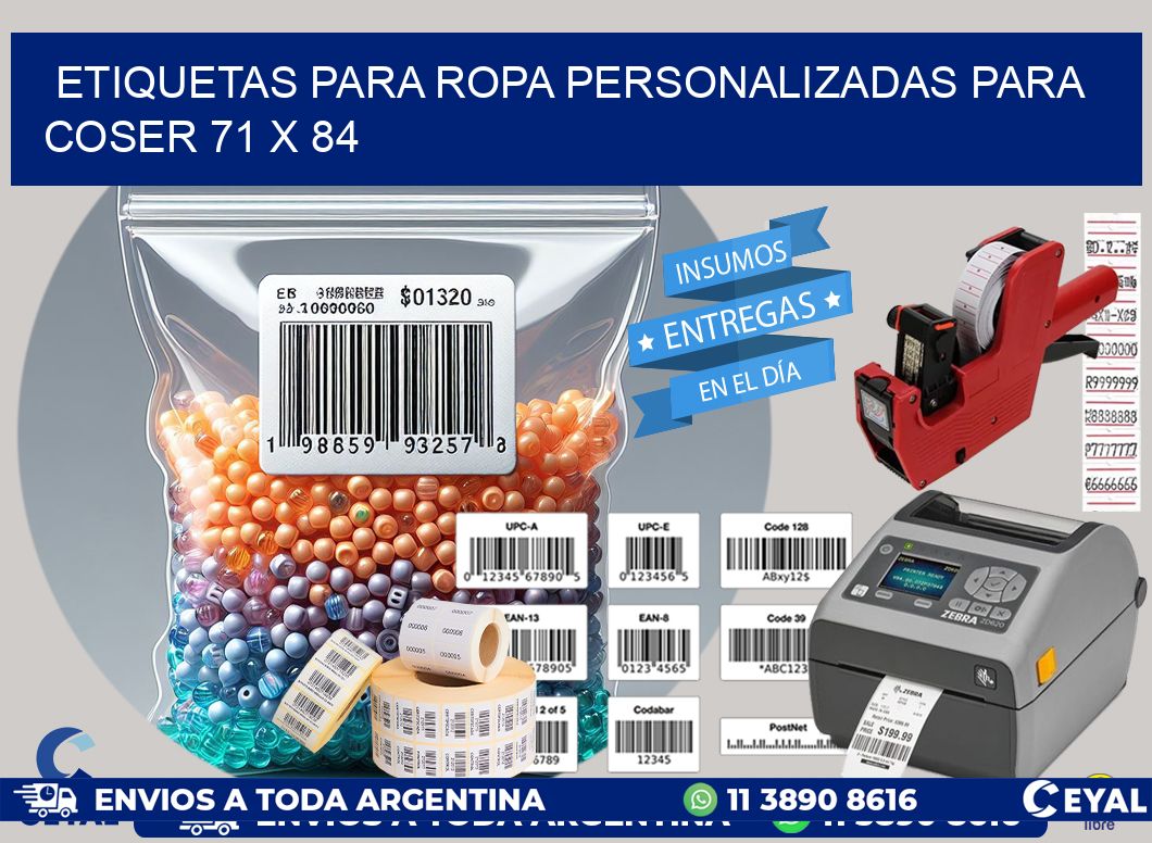 ETIQUETAS PARA ROPA PERSONALIZADAS PARA COSER 71 x 84