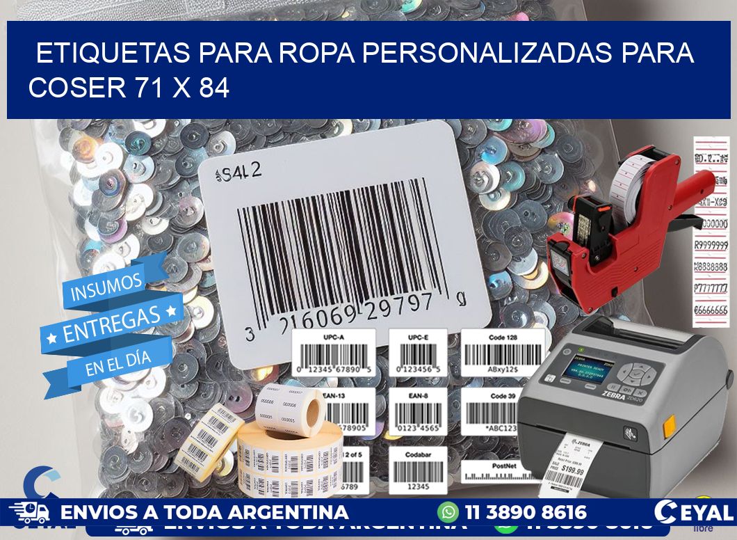 ETIQUETAS PARA ROPA PERSONALIZADAS PARA COSER 71 x 84