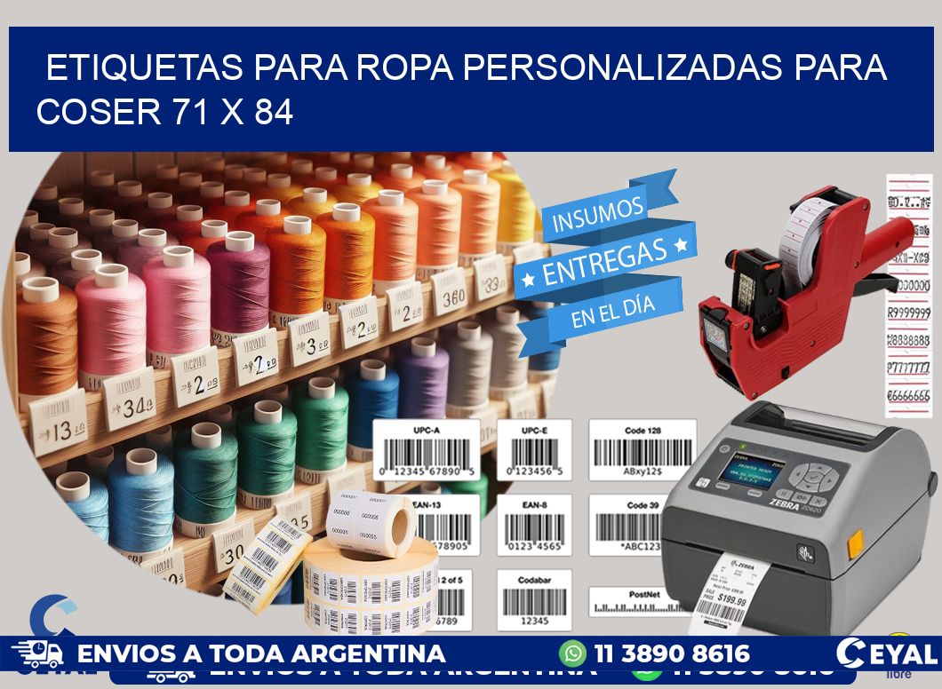 ETIQUETAS PARA ROPA PERSONALIZADAS PARA COSER 71 x 84