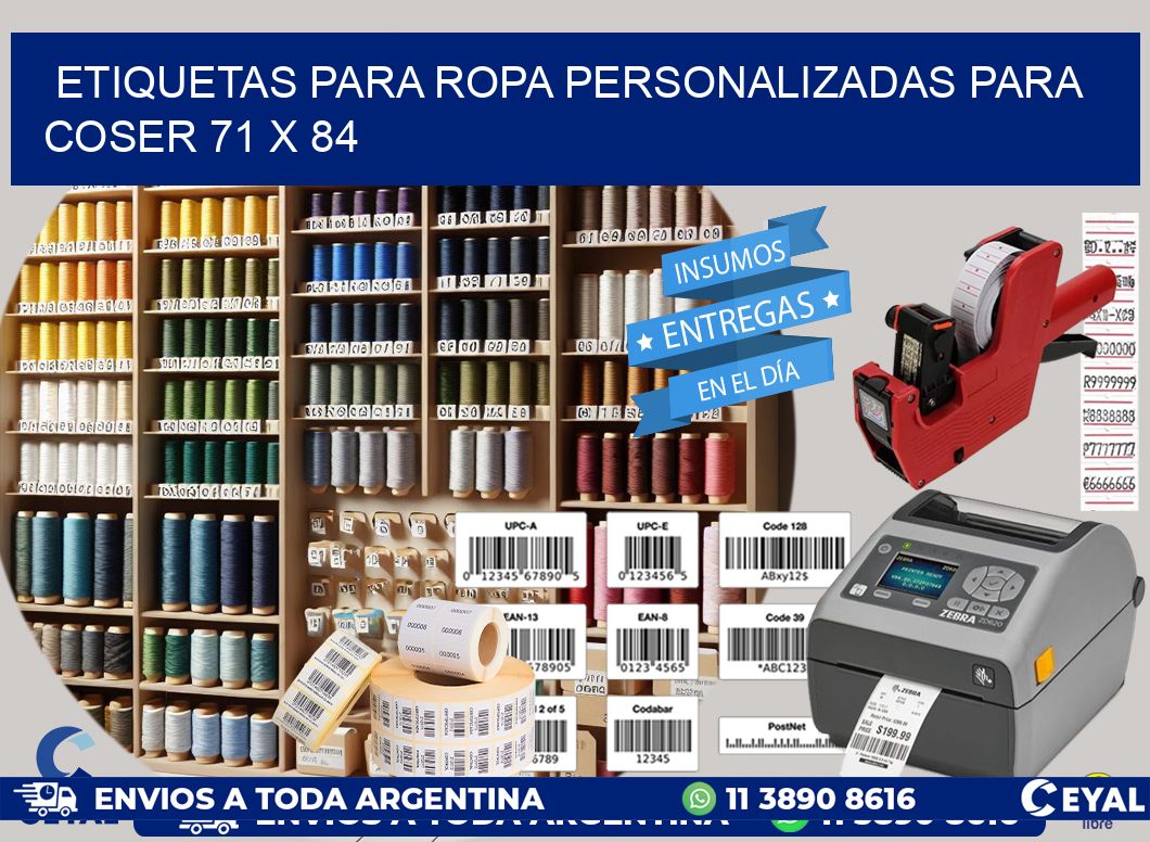 ETIQUETAS PARA ROPA PERSONALIZADAS PARA COSER 71 x 84