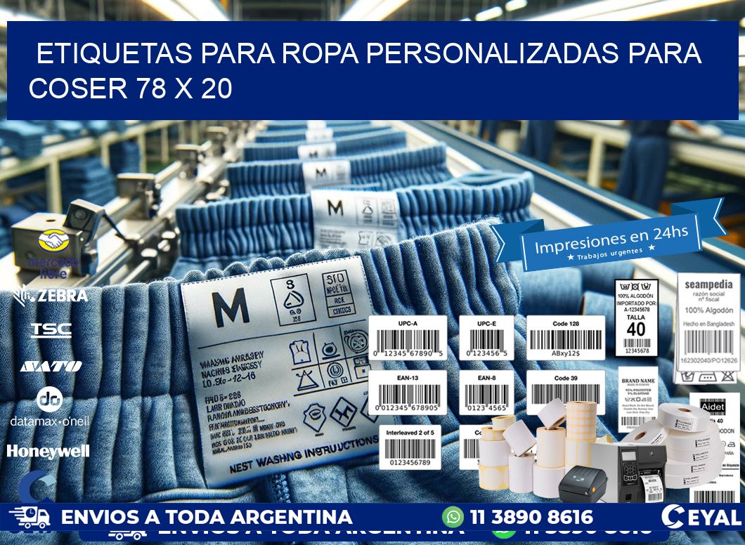 ETIQUETAS PARA ROPA PERSONALIZADAS PARA COSER 78 x 20