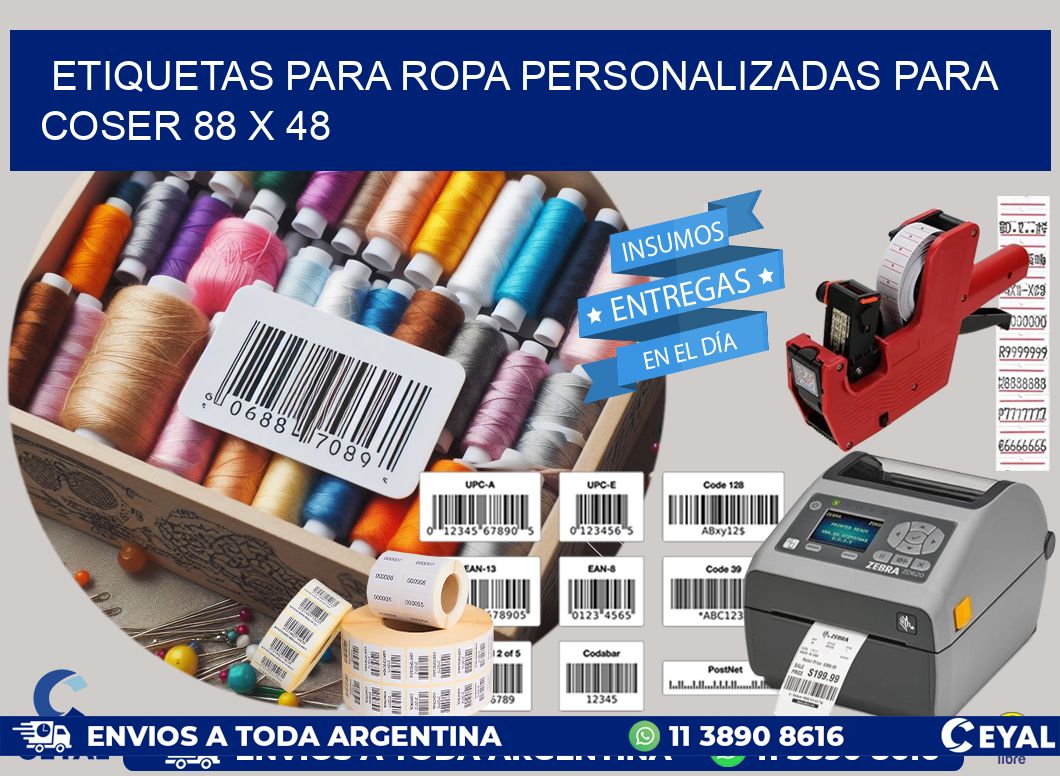 ETIQUETAS PARA ROPA PERSONALIZADAS PARA COSER 88 x 48