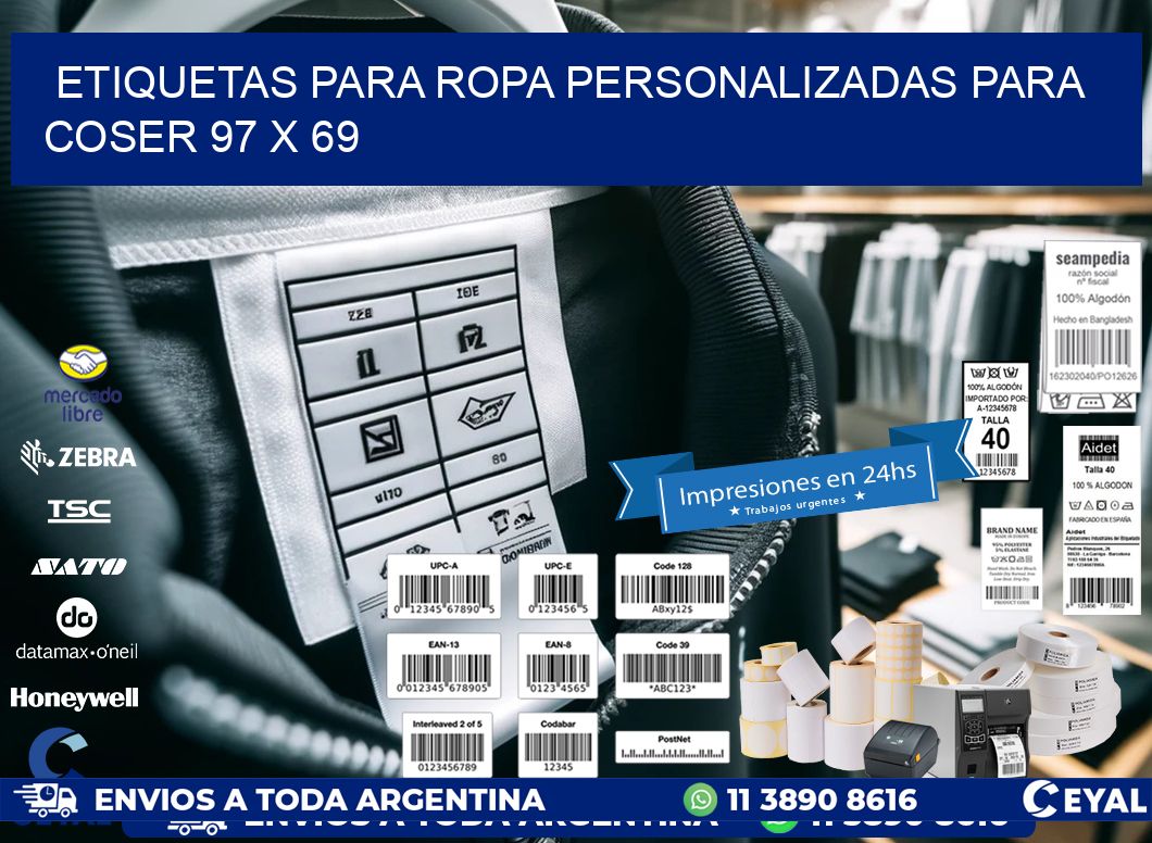 ETIQUETAS PARA ROPA PERSONALIZADAS PARA COSER 97 x 69