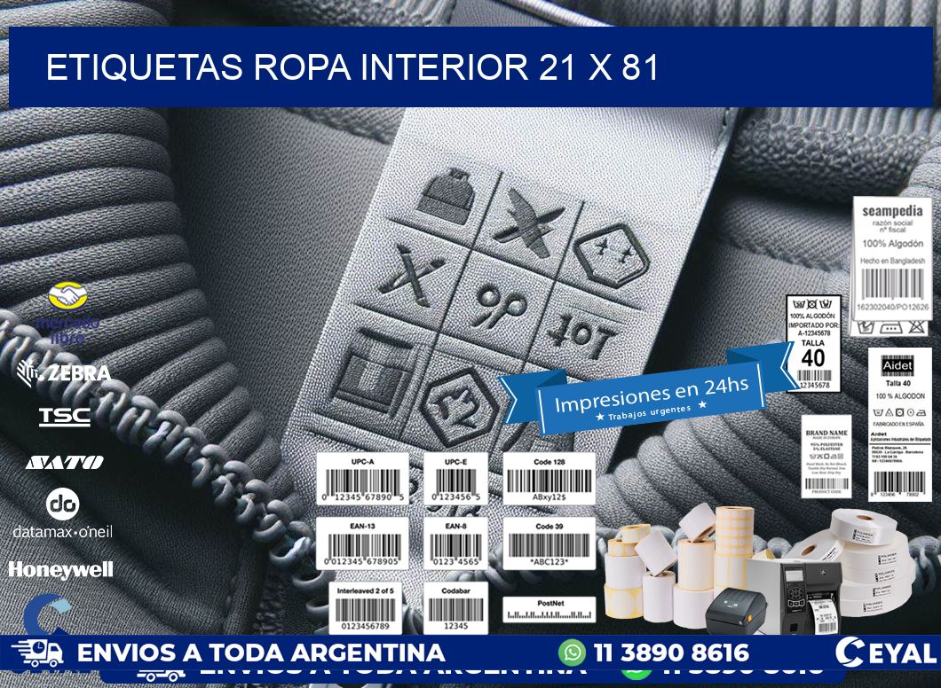 ETIQUETAS ROPA INTERIOR 21 x 81