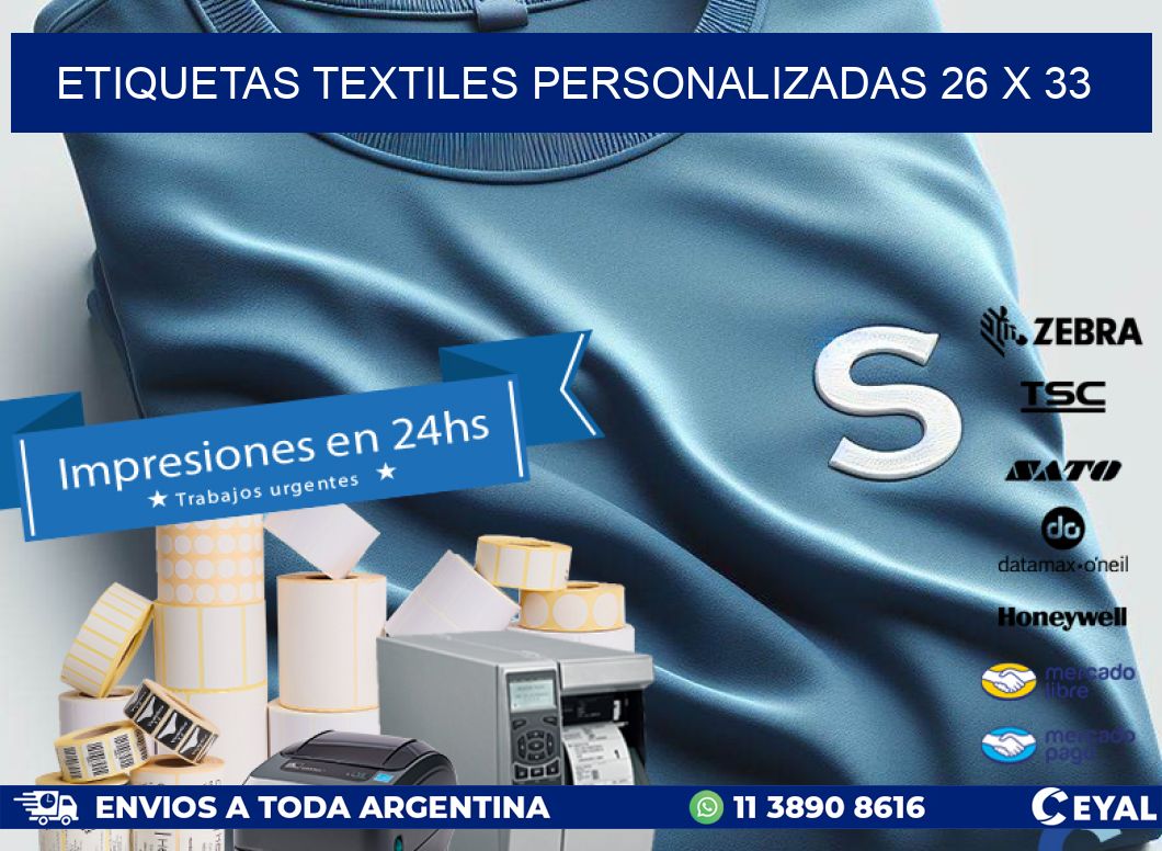 ETIQUETAS TEXTILES PERSONALIZADAS 26 x 33