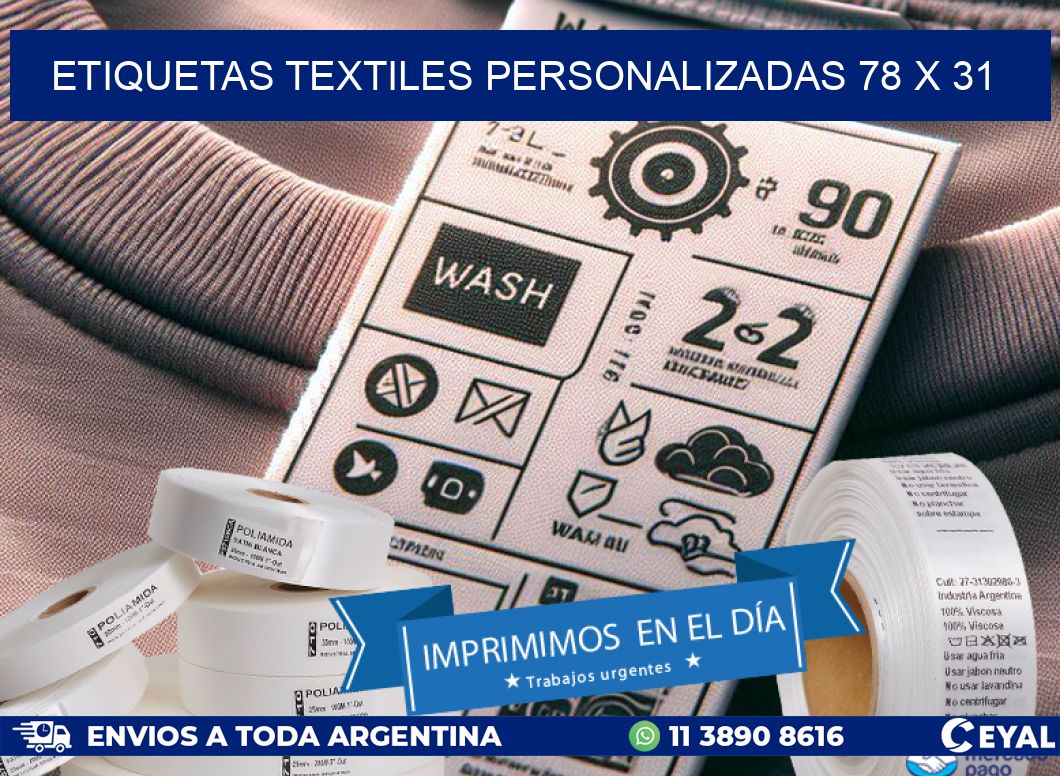 ETIQUETAS TEXTILES PERSONALIZADAS 78 x 31