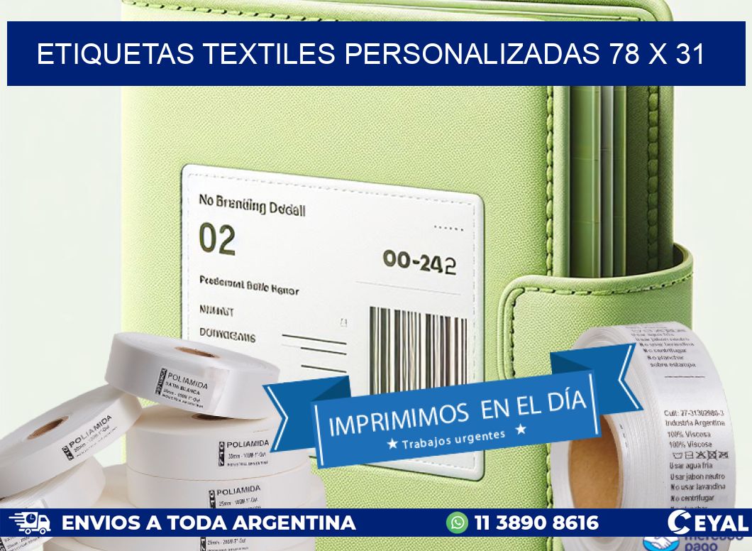 ETIQUETAS TEXTILES PERSONALIZADAS 78 x 31