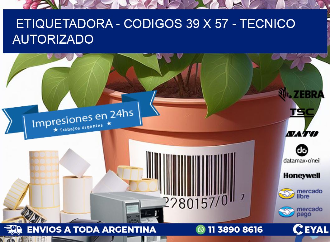 ETIQUETADORA - CODIGOS 39 x 57 - TECNICO AUTORIZADO