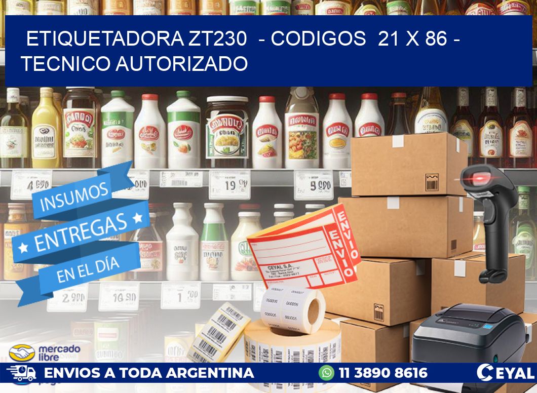 ETIQUETADORA ZT230  - CODIGOS  21 x 86 - TECNICO AUTORIZADO
