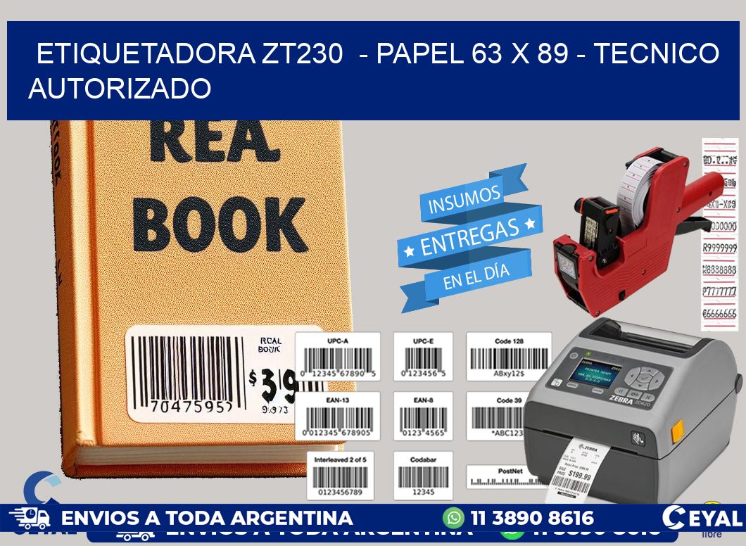 ETIQUETADORA ZT230  - PAPEL 63 x 89 - TECNICO AUTORIZADO