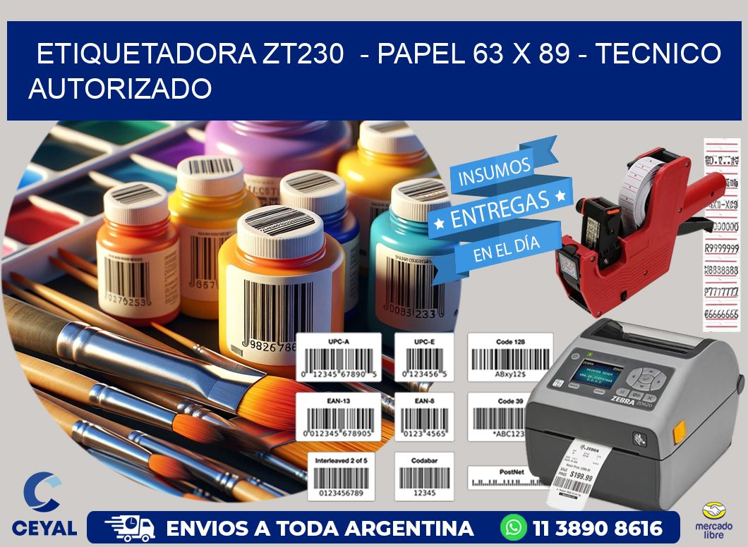 ETIQUETADORA ZT230  - PAPEL 63 x 89 - TECNICO AUTORIZADO