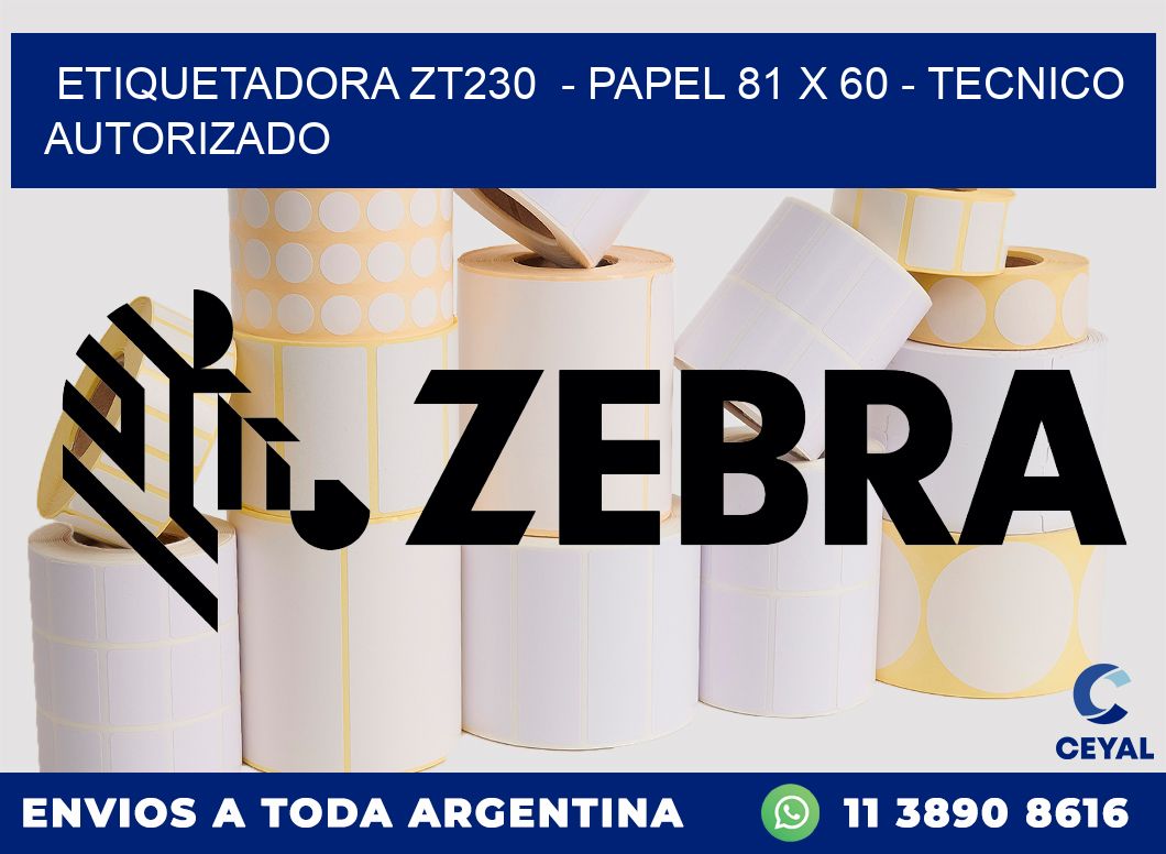 ETIQUETADORA ZT230  - PAPEL 81 x 60 - TECNICO AUTORIZADO