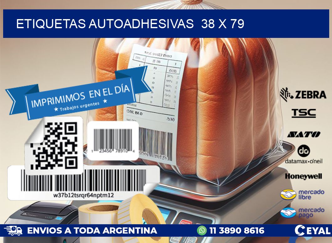 ETIQUETAS AUTOADHESIVAS  38 x 79