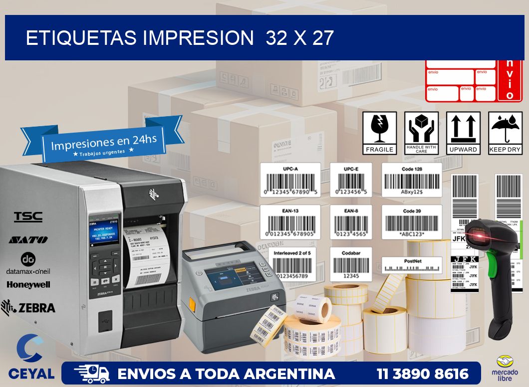ETIQUETAS IMPRESION  32 x 27