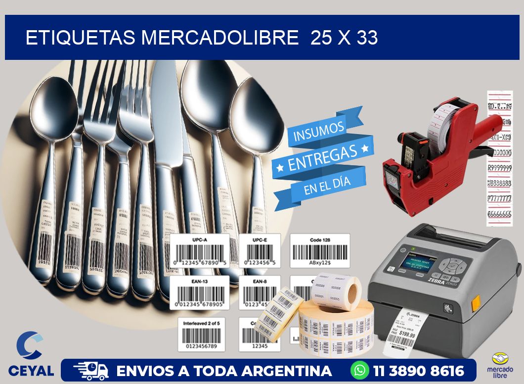 ETIQUETAS MERCADOLIBRE  25 x 33