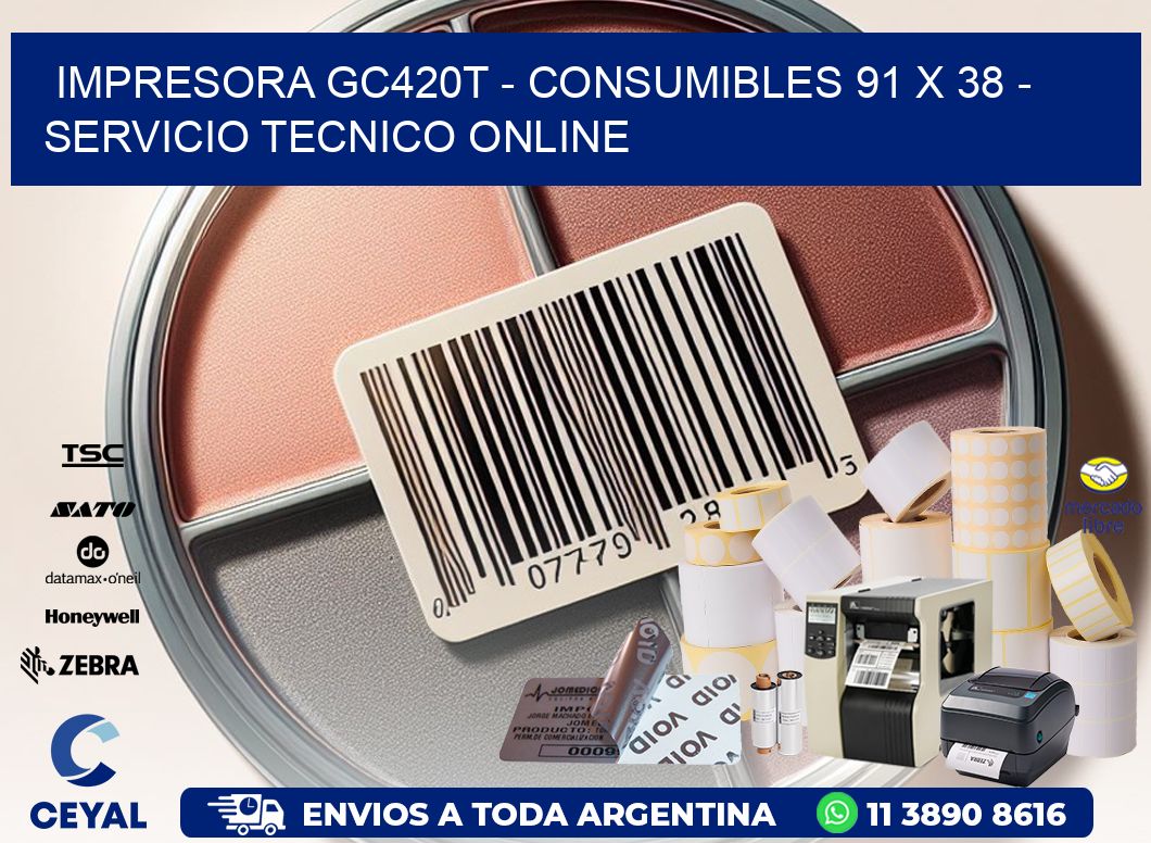 IMPRESORA GC420T - CONSUMIBLES 91 x 38 - SERVICIO TECNICO ONLINE