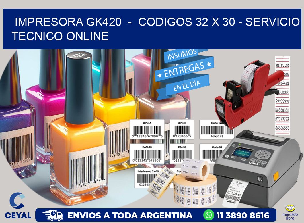 IMPRESORA GK420  -  CODIGOS 32 x 30 - SERVICIO TECNICO ONLINE