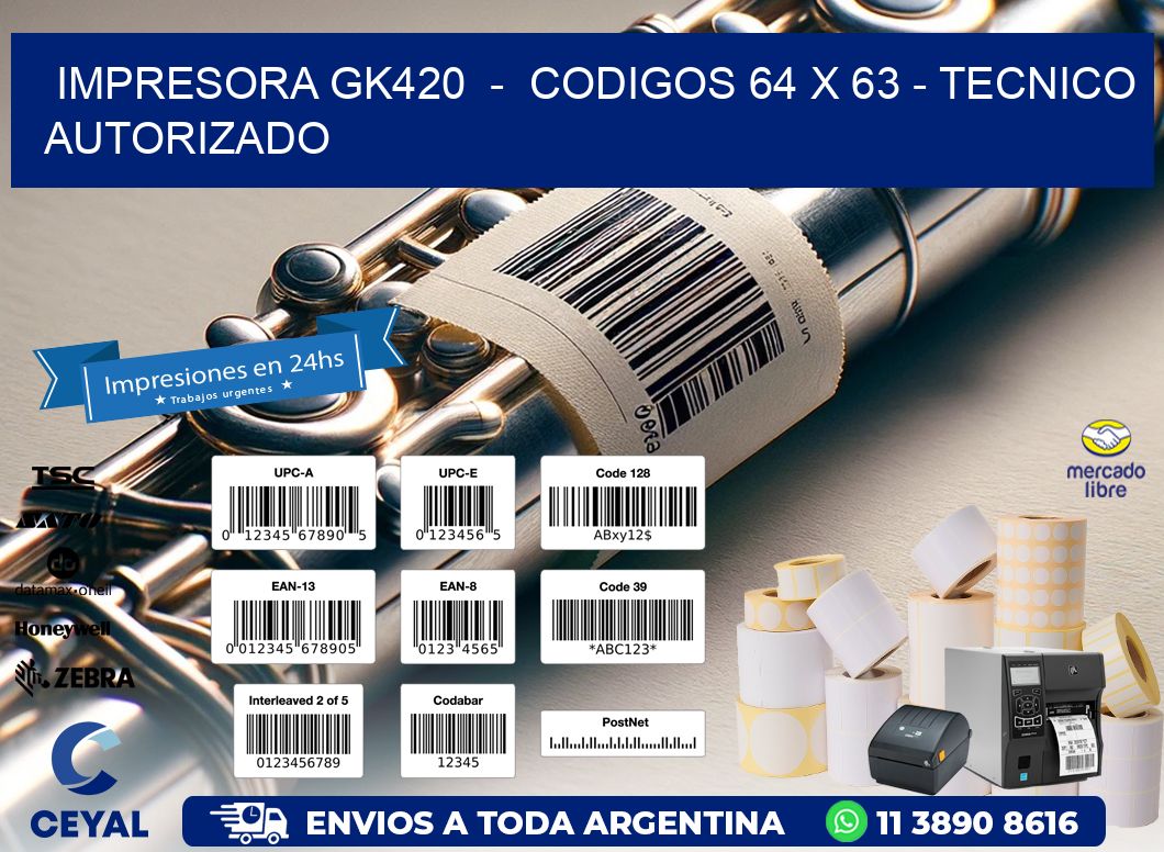 IMPRESORA GK420  -  CODIGOS 64 x 63 - TECNICO AUTORIZADO