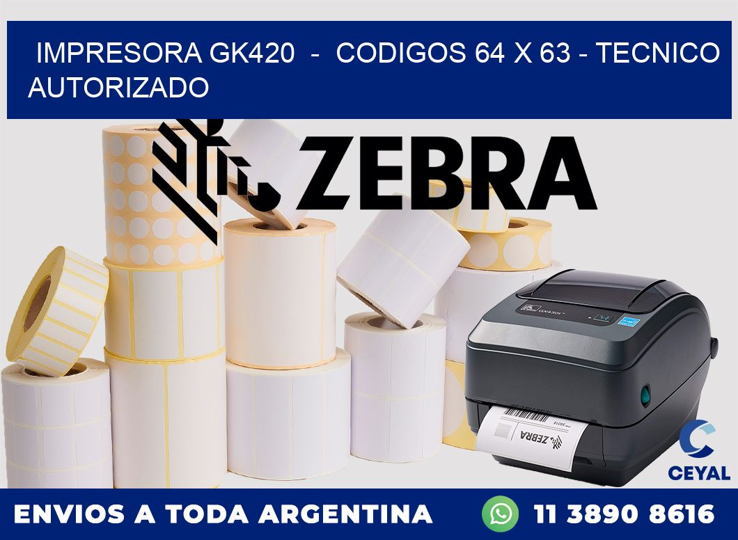 IMPRESORA GK420  -  CODIGOS 64 x 63 - TECNICO AUTORIZADO