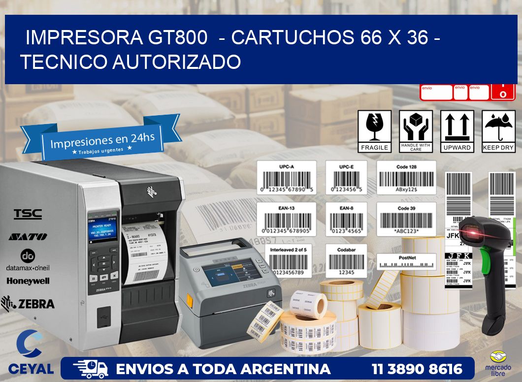 IMPRESORA GT800  - CARTUCHOS 66 x 36 - TECNICO AUTORIZADO