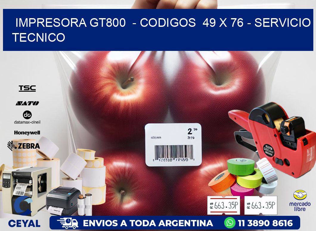 IMPRESORA GT800  - CODIGOS  49 x 76 - SERVICIO TECNICO