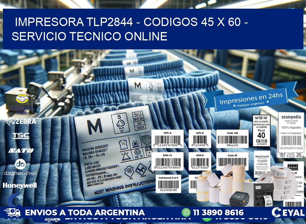IMPRESORA TLP2844 - CODIGOS 45 x 60 - SERVICIO TECNICO ONLINE