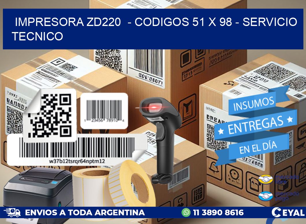 IMPRESORA ZD220  - CODIGOS 51 x 98 - SERVICIO TECNICO