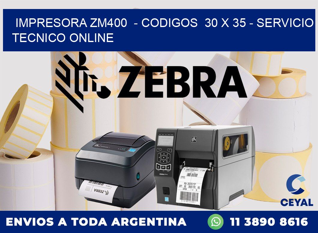 IMPRESORA ZM400  - CODIGOS  30 x 35 - SERVICIO TECNICO ONLINE