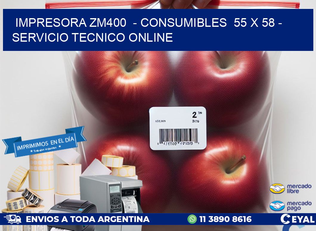 IMPRESORA ZM400  - CONSUMIBLES  55 x 58 - SERVICIO TECNICO ONLINE