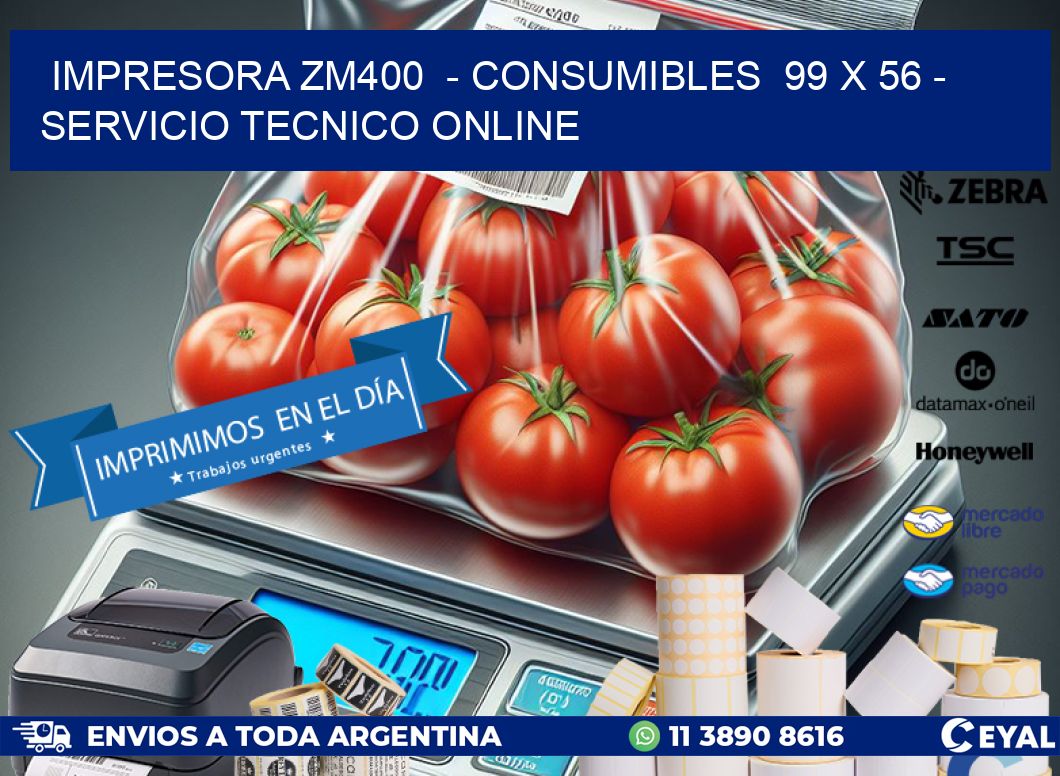 IMPRESORA ZM400  - CONSUMIBLES  99 x 56 - SERVICIO TECNICO ONLINE