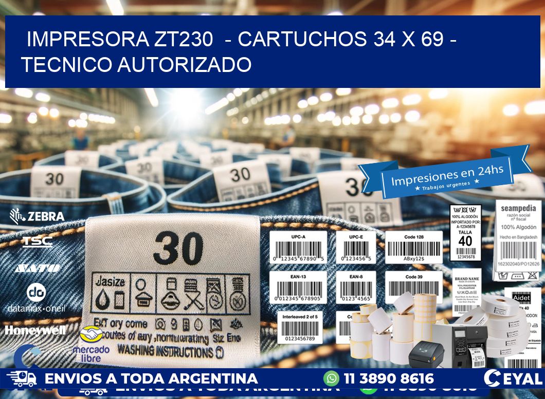 IMPRESORA ZT230  - CARTUCHOS 34 x 69 - TECNICO AUTORIZADO