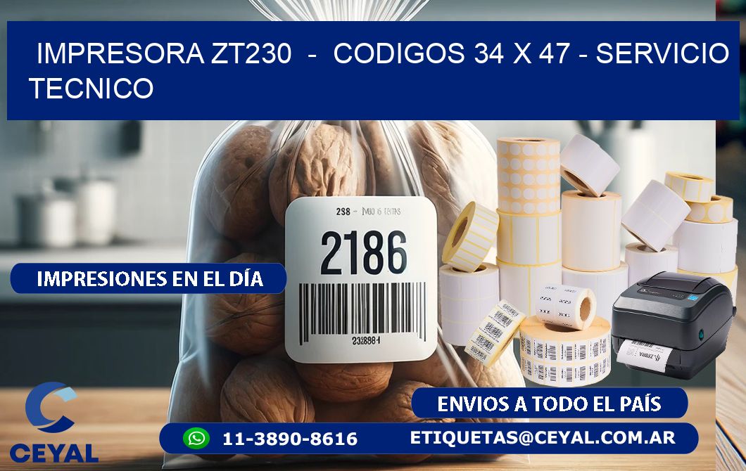 IMPRESORA ZT230  -  CODIGOS 34 x 47 - SERVICIO TECNICO