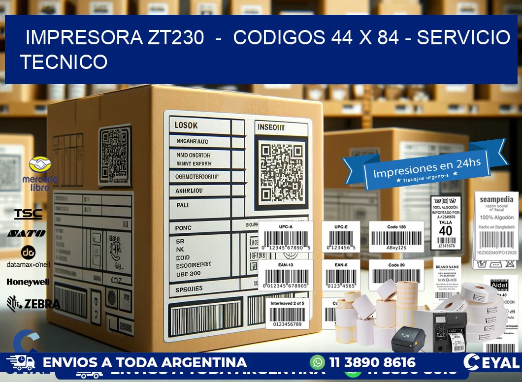 IMPRESORA ZT230  -  CODIGOS 44 x 84 - SERVICIO TECNICO