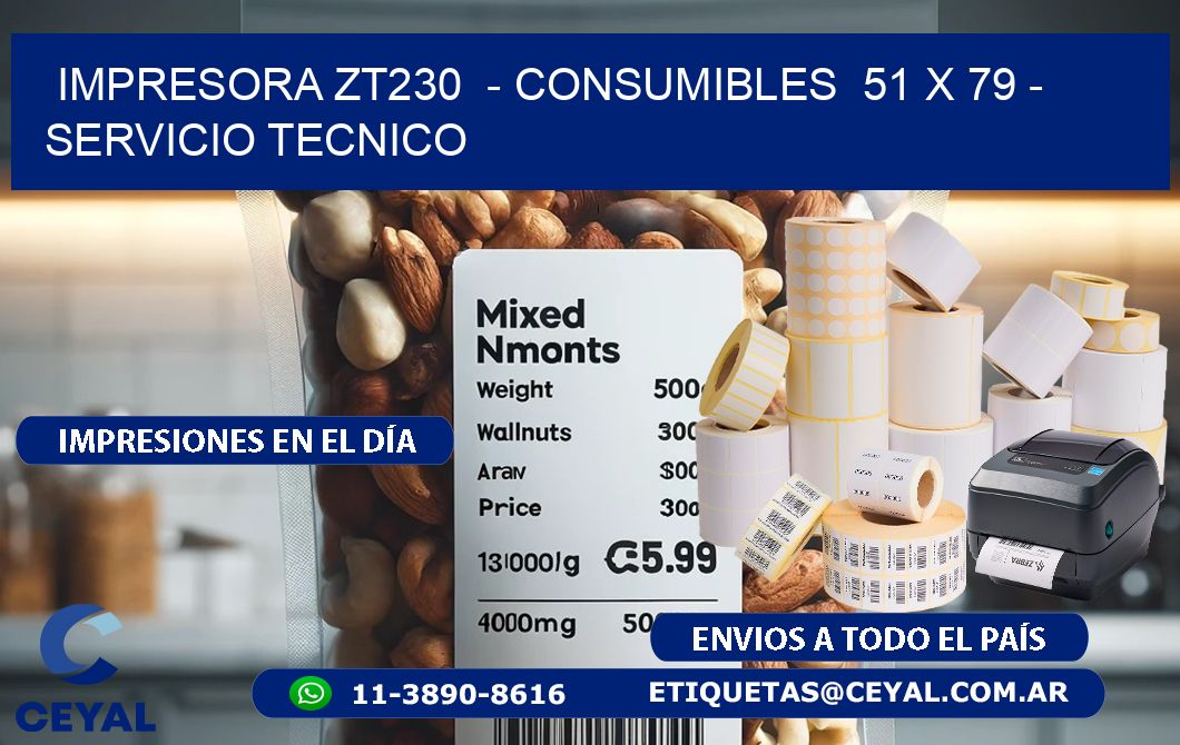 IMPRESORA ZT230  - CONSUMIBLES  51 x 79 - SERVICIO TECNICO