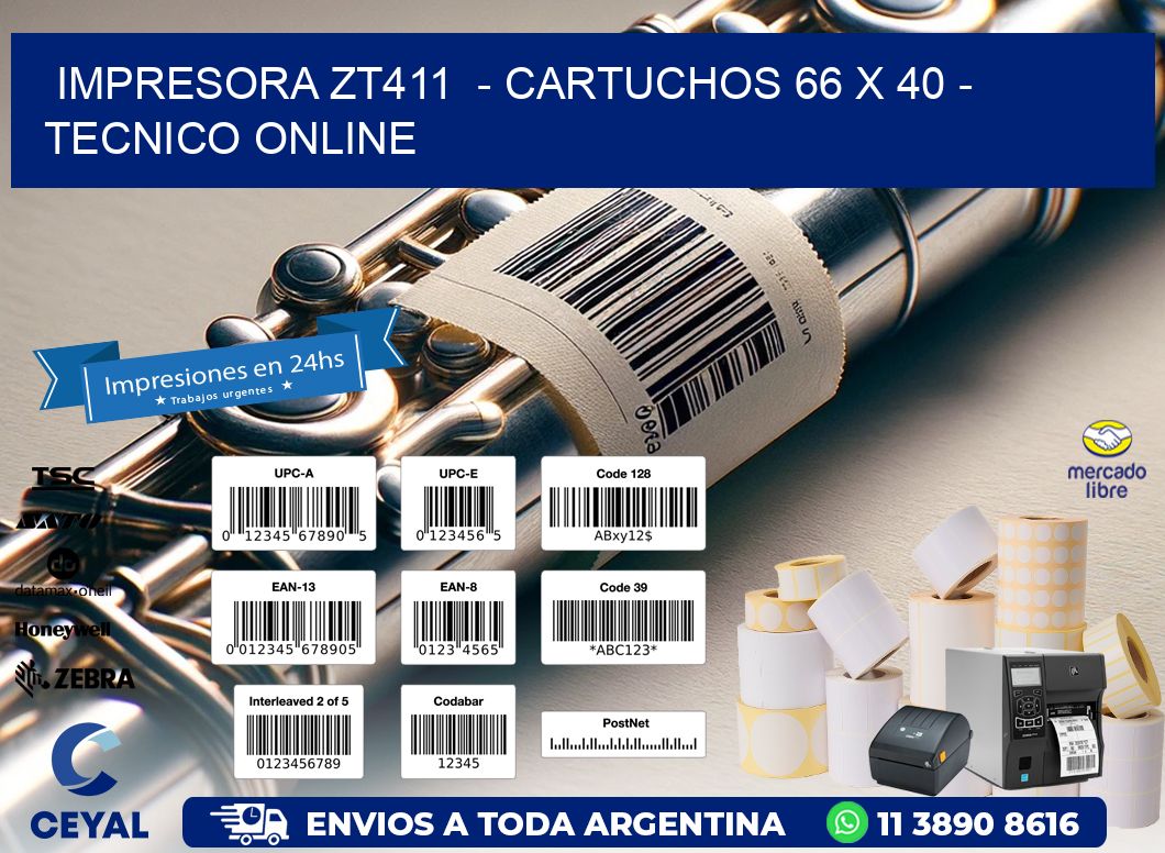 IMPRESORA ZT411 - CARTUCHOS 66 x 40 - TECNICO ONLINE